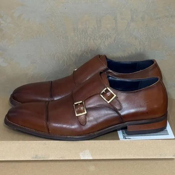 Steve Madden Tilly Brown Leather Double Monk Strap Loafer Dress Shoes 9 M NWB