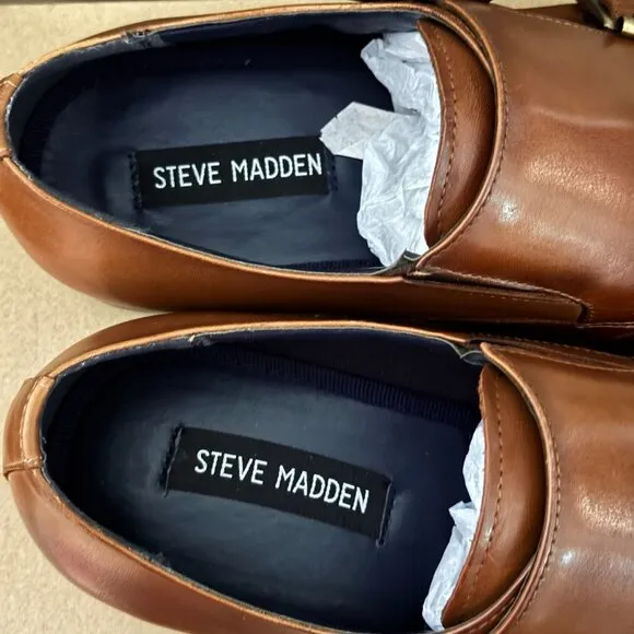 Steve Madden Tilly Brown Leather Double Monk Strap Loafer Dress Shoes 9 M NWB