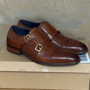 Steve Madden Tilly Brown Leather Double Monk Strap Loafer Dress Shoes 9 M NWB