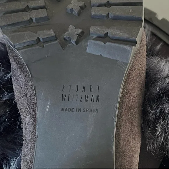 Stuart Weitzman Blizzard Boots Gralon Gray Mink Fur Suede Outdoor Winter Snow 6