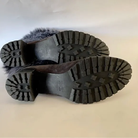 Stuart Weitzman Blizzard Boots Gralon Gray Mink Fur Suede Outdoor Winter Snow 6