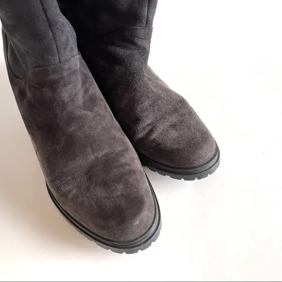 Stuart Weitzman Blizzard Boots Gralon Gray Mink Fur Suede Outdoor Winter Snow 6