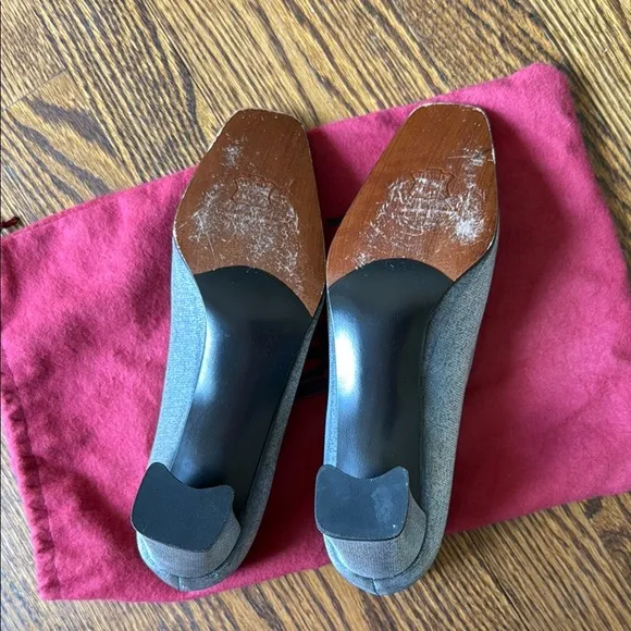 Stuart Weitzman Silver Women's 7.5 Square Toe Block Heel Shoes