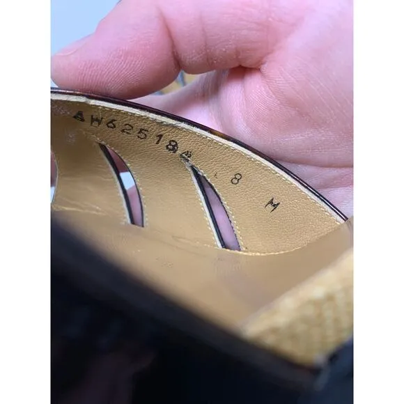 Stuart Weitzman Women's Size 8 Bowpeep Tortoise Shell Peep Toe Heeled Sandal