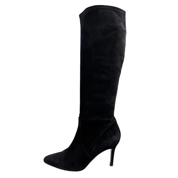 Stuart Weitzman Women’s Wanessa Black Suede Pull On Heeled Boot Size US 8.5