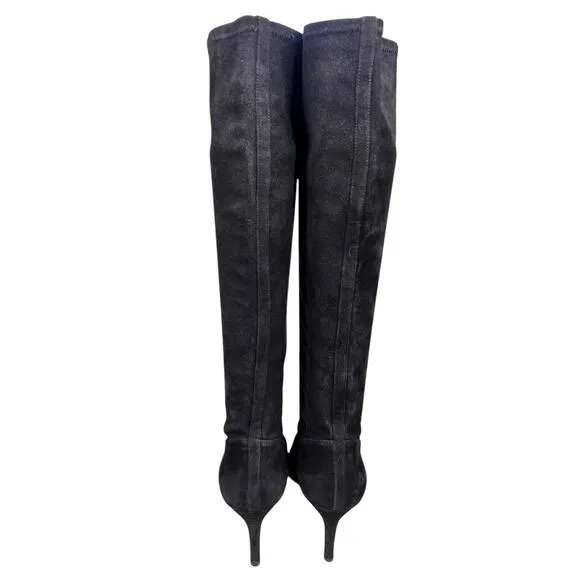 Stuart Weitzman Women’s Wanessa Black Suede Pull On Heeled Boot Size US 8.5