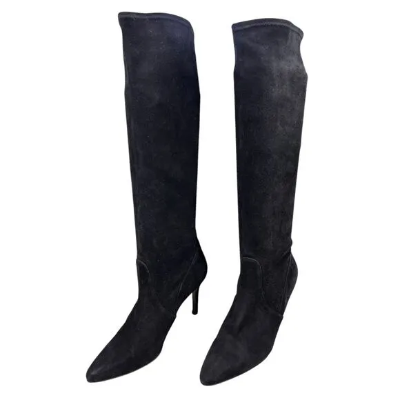 Stuart Weitzman Women’s Wanessa Black Suede Pull On Heeled Boot Size US 8.5