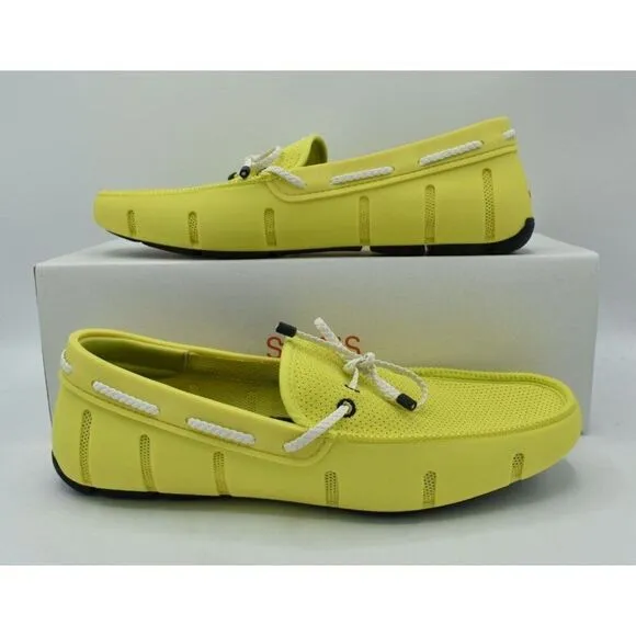 SWIMS Mens Size 8.5 Braided Lace Citron Loafer Shoes
