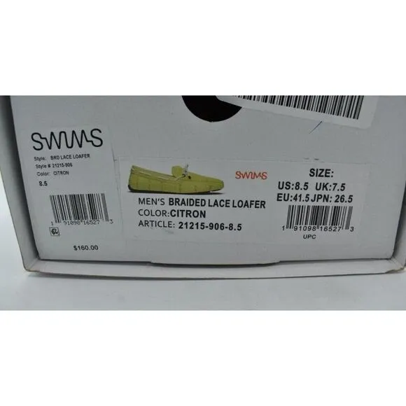 SWIMS Mens Size 8.5 Braided Lace Citron Loafer Shoes