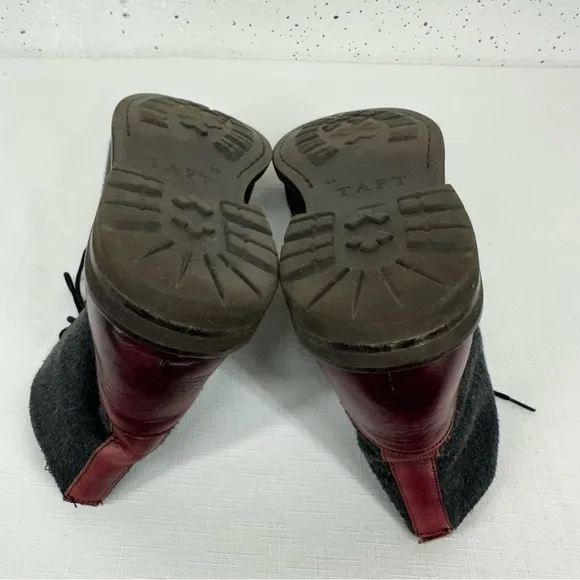 TAFT Men’s size 44 / 11 The Jack Oxblood Red Leather and Gray Wool Boots READ