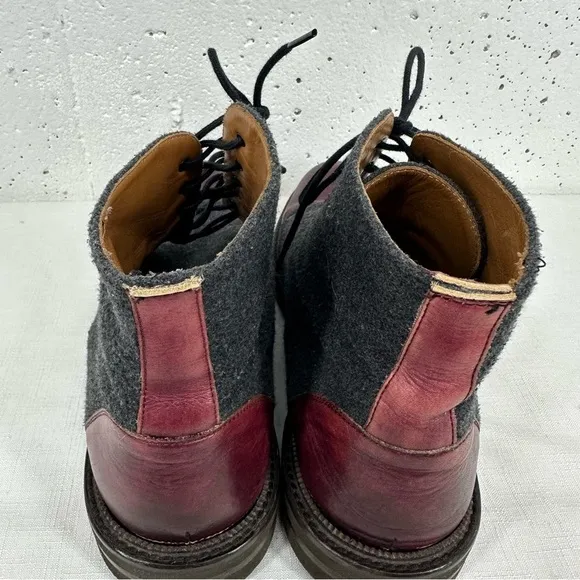 TAFT Men’s size 44 / 11 The Jack Oxblood Red Leather and Gray Wool Boots READ