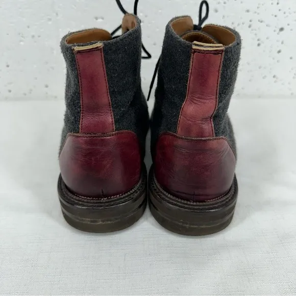 TAFT Men’s size 44 / 11 The Jack Oxblood Red Leather and Gray Wool Boots READ