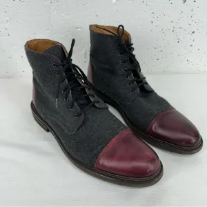 TAFT Men’s size 44 / 11 The Jack Oxblood Red Leather and Gray Wool Boots READ