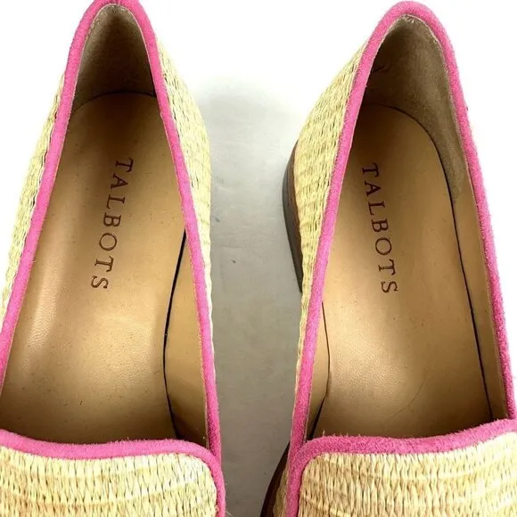 Talbots Leighton Loafer 5 Woven Tasseled Pink Tan Slip On Shoes Womens New