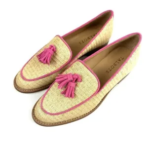 Talbots Leighton Loafer 5 Woven Tasseled Pink Tan Slip On Shoes Womens New