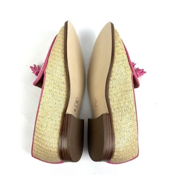 Talbots Leighton Loafer 5 Woven Tasseled Pink Tan Slip On Shoes Womens New