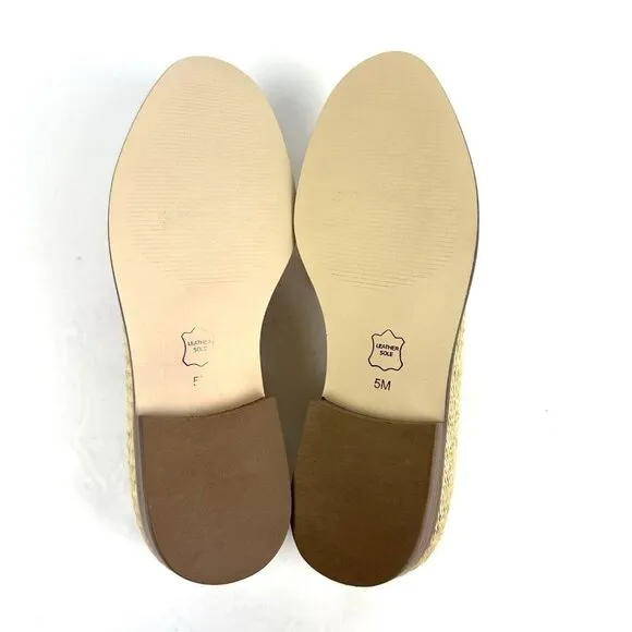 Talbots Leighton Loafer 5 Woven Tasseled Pink Tan Slip On Shoes Womens New