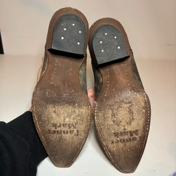 Tanner Mark Women’s Cowboy Boots Fleur-De-Lis Embroidered Crackle Sz 8 Made USA