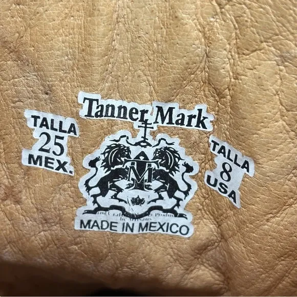 Tanner Mark Women’s Cowboy Boots Fleur-De-Lis Embroidered Crackle Sz 8 Made USA