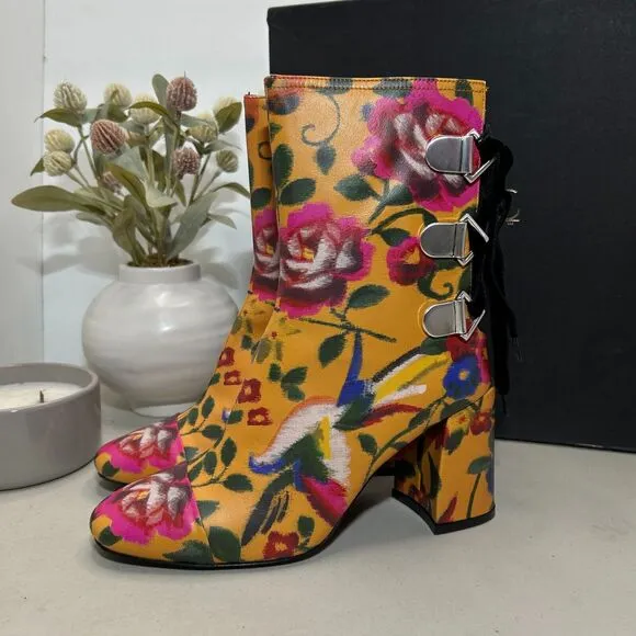 Tanya Taylor X Coliac Kimono Printed Marta Floral Boots Marig Women 37.5/7 NWB