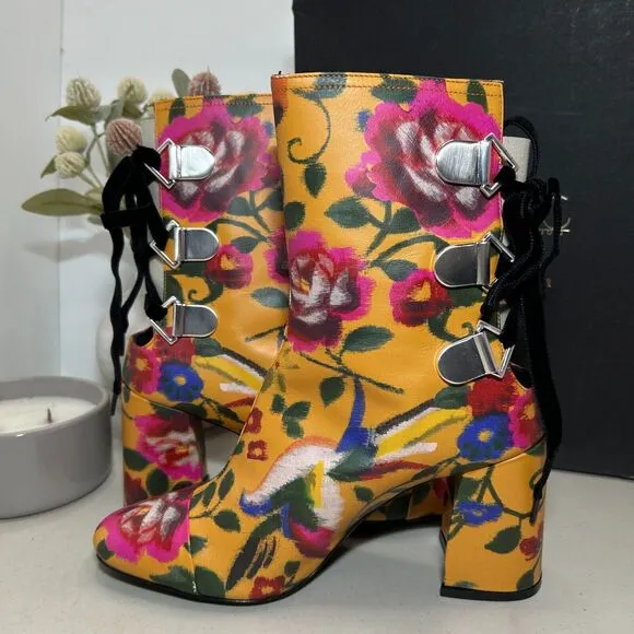 Tanya Taylor X Coliac Kimono Printed Marta Floral Boots Marig Women 37.5/7 NWB