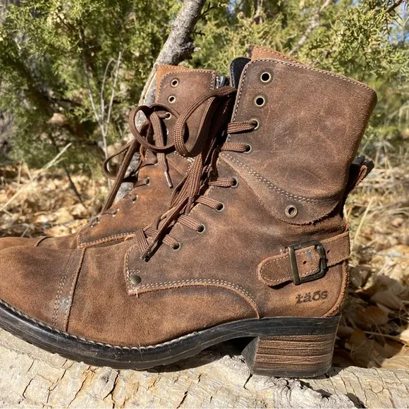 Taos Crave Leather Lace Up Ankle Combat Boot Rugged Brown
