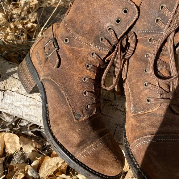 Taos Crave Leather Lace Up Ankle Combat Boot Rugged Brown