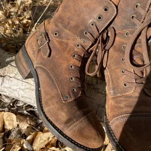 Taos Crave Leather Lace Up Ankle Combat Boot Rugged Brown
