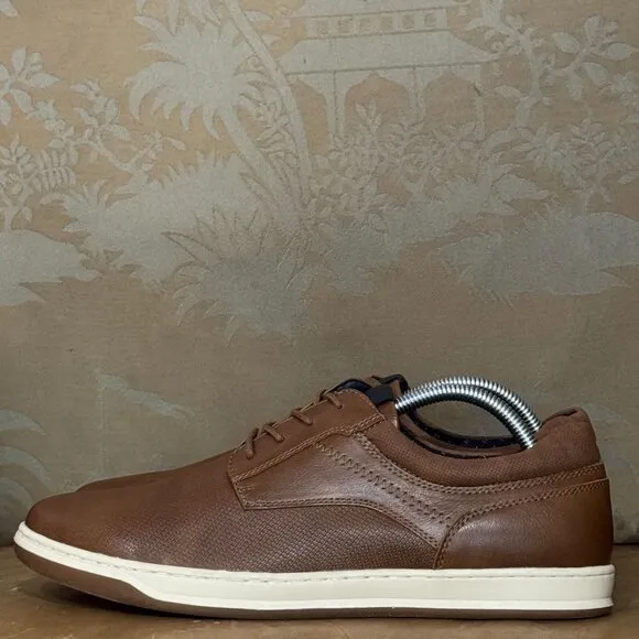Tasso Elba Leo Brown Leather Casual Oxford Shoes Lace Closure Cushioned Sole 9.5