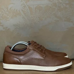 Tasso Elba Leo Brown Leather Casual Oxford Shoes Lace Closure Cushioned Sole 9.5