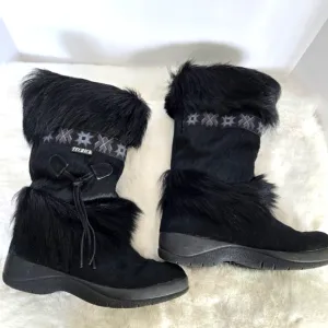 Tecnica Skandia Italian Made Women's Black Goat Fur Boots - Size 8.5 EUC