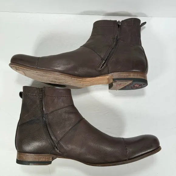 Ted Baker Dark Brown Leather Zip Up Ankle Boots Men’s Size 8