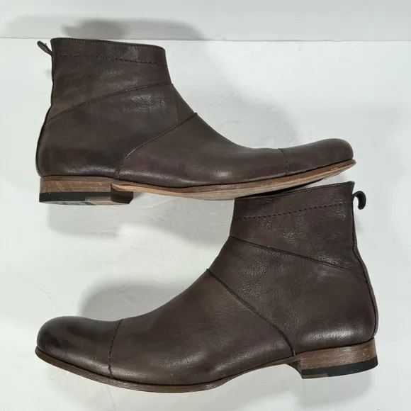 Ted Baker Dark Brown Leather Zip Up Ankle Boots Men’s Size 8