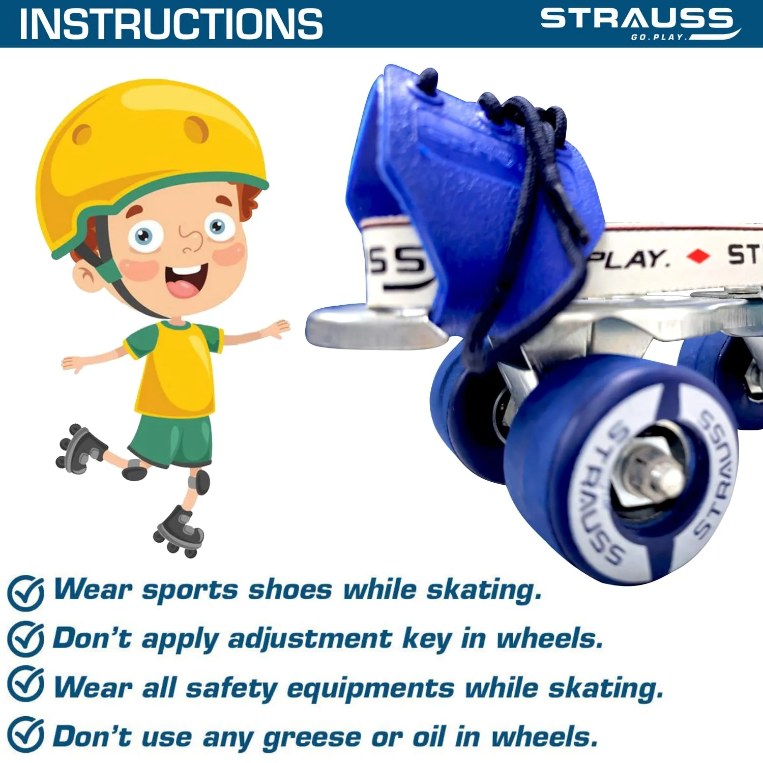 Tenacity Roller Skates: Adjustable Skating Shoes with Safety Features | For Ages 4-6 | Blue