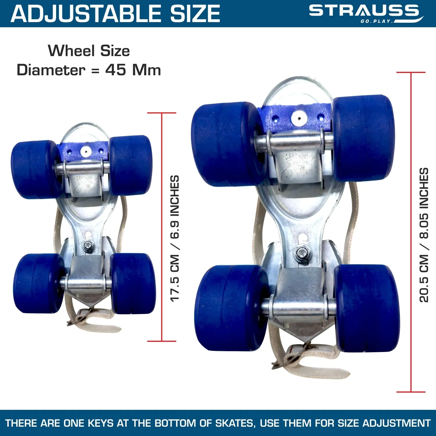 Tenacity Roller Skates: Adjustable Skating Shoes with Safety Features | For Ages 4-6 | Blue