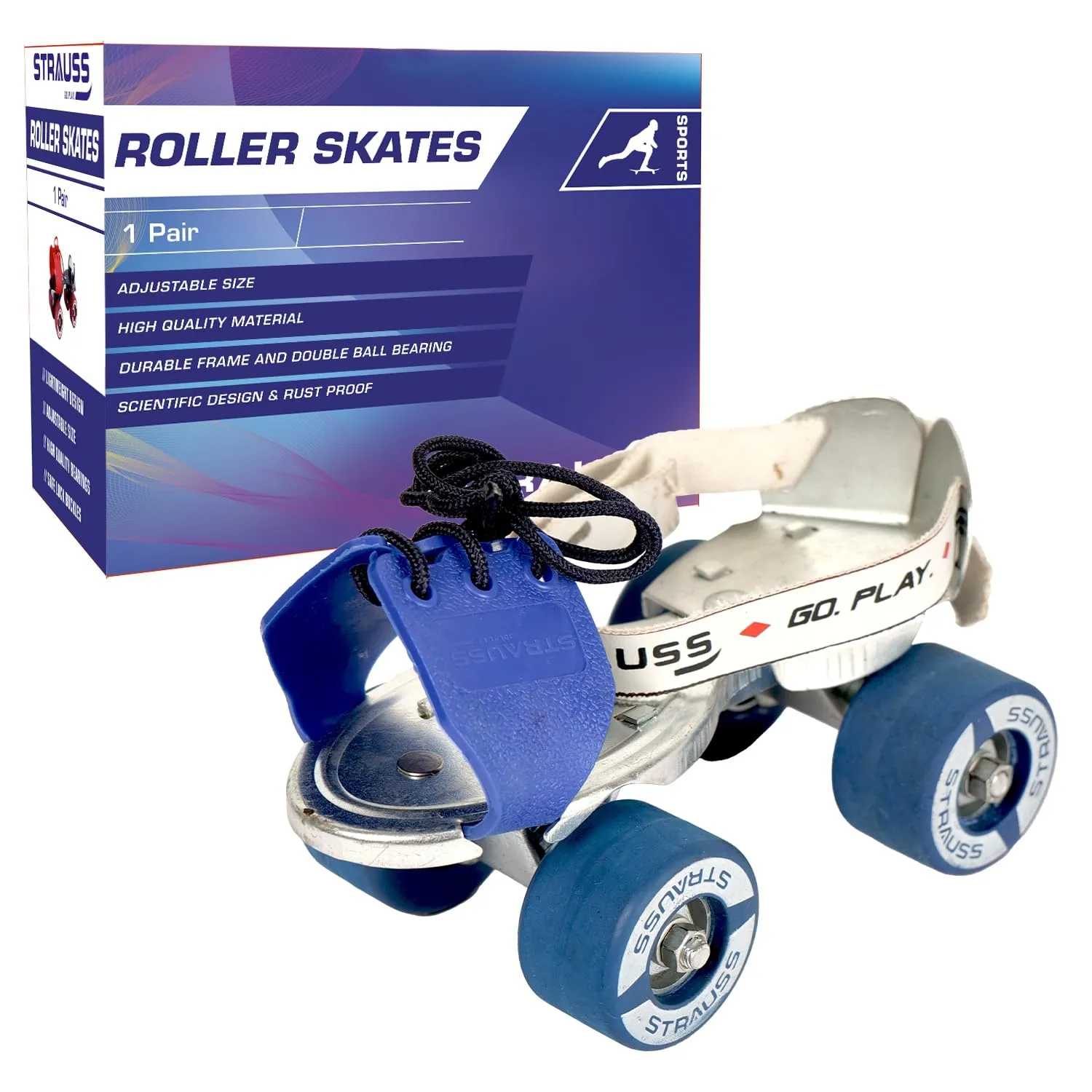 Tenacity Roller Skates: Adjustable Skating Shoes with Safety Features | For Ages 4-6 | Blue