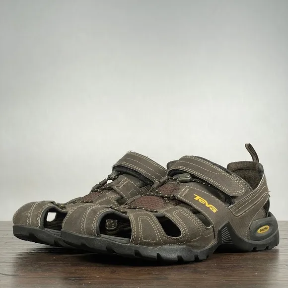 Teva Forebay Fisherman Sandals Mens 12 Brown Water Hiking River Shoes Outdoor