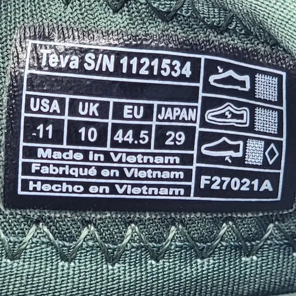 Teva Hurricane Verge Mens Size 11 Green Hiking Outdoor Sports Sandals 1121534