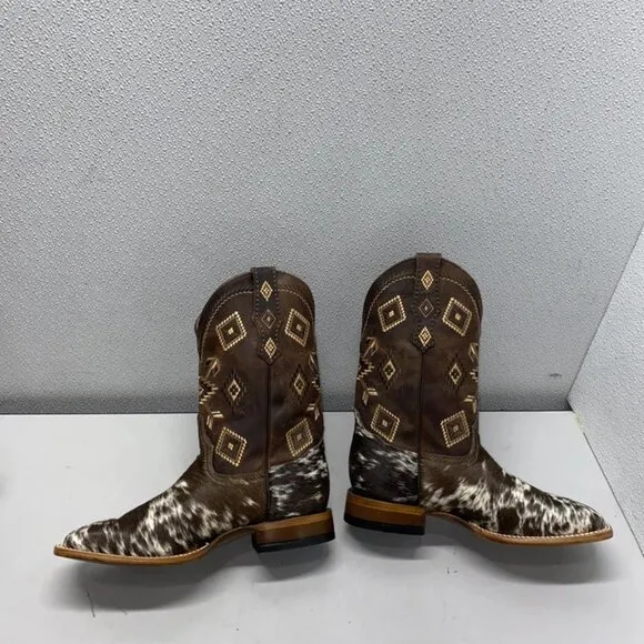 Texanos Pro Bull Cowhide Boots – Men’s Size 10.5 – Brown/White – New With Box