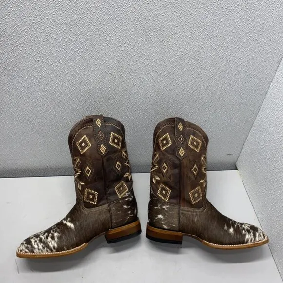 Texanos Pro Bull Cowhide Boots – Men’s Size 10.5 – Brown/White – New With Box