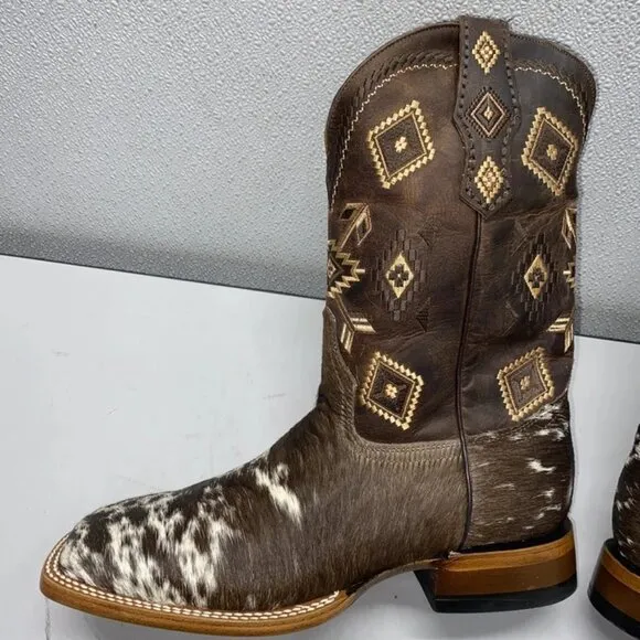 Texanos Pro Bull Cowhide Boots – Men’s Size 10.5 – Brown/White – New With Box