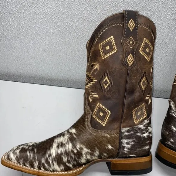 Texanos Pro Bull Cowhide Boots – Men’s Size 10.5 – Brown/White – New With Box