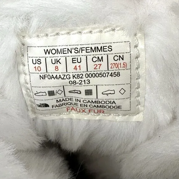 The North Face Boots Womens 10 Thermoball Lace Up Snow Outdoor Vegan Fur Shoes