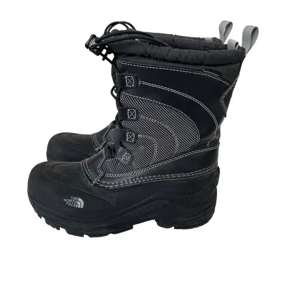 The North Face Thermafelt Black Winter Snow Boots Sz 3 Boys