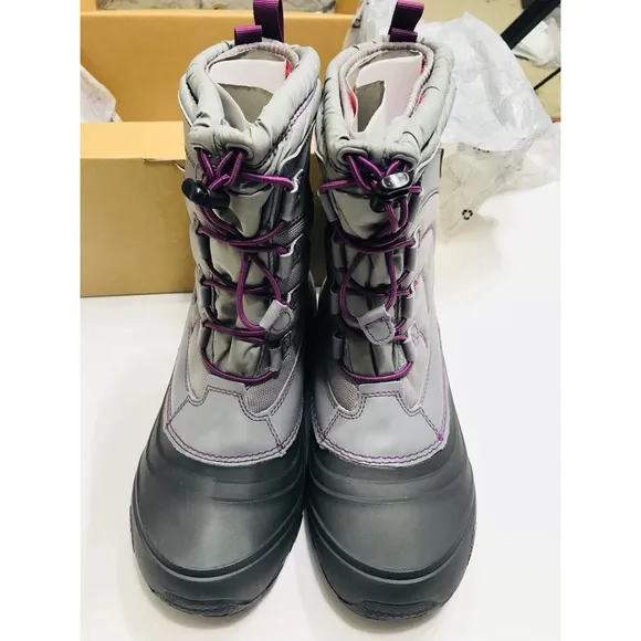 The North Face Youth Alpenglow IV Waterproof Snow Boots Frost Grey Wood Violet