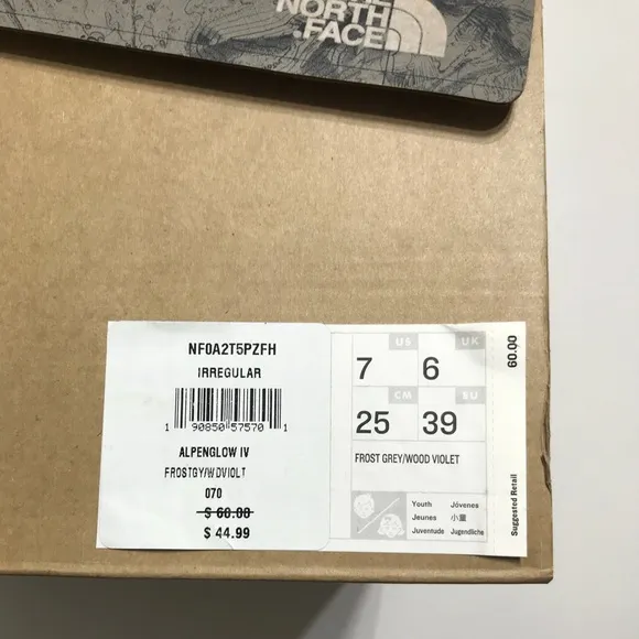 The North Face Youth Alpenglow IV Waterproof Snow Boots Frost Grey Wood Violet
