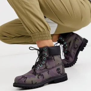 Timberland A25E3 Women Purple 6&quot; Iridescent Premium Fabric Camo Boots 6