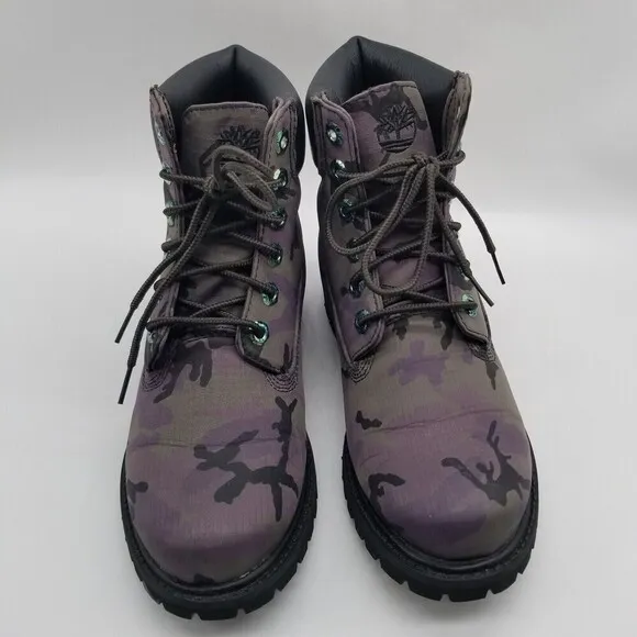 Timberland A25E3 Women Purple 6&quot; Iridescent Premium Fabric Camo Boots 6