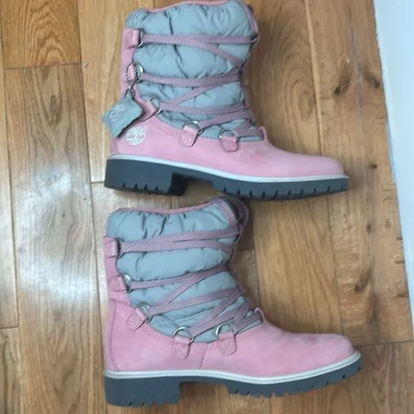 Timberland EUC pink/gray 650 insulated winter snow boots Size 7