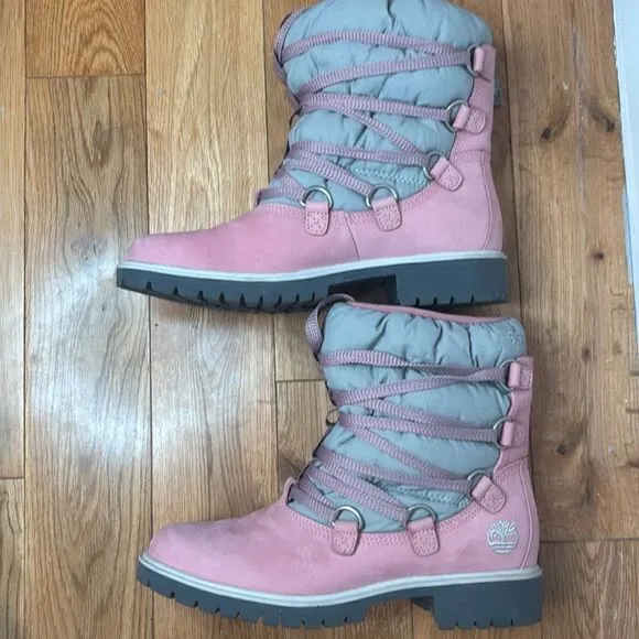 Timberland EUC pink/gray 650 insulated winter snow boots Size 7
